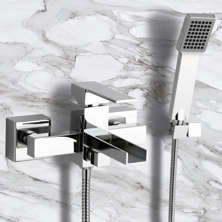 Remer QC02US Single Lever External Bath Shower Mixer with Waterfall Spout and Hand Shower